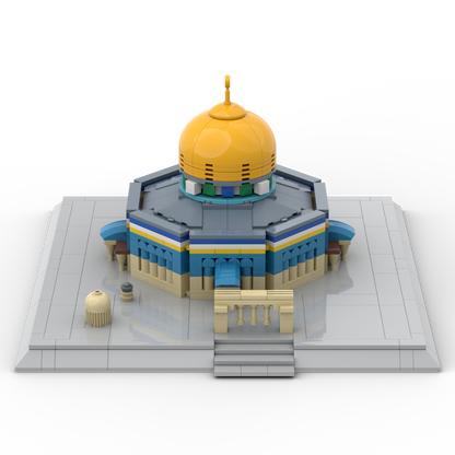 Front perspective of islamic LEGO compatible building blocks depicting a model of the ALIFAAT al-Aqsa Dome of the Rock set