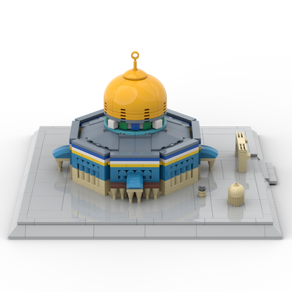 Left perspective of islamic LEGO compatible building blocks depicting a model of the ALIFAAT al-Aqsa Dome of the Rock set